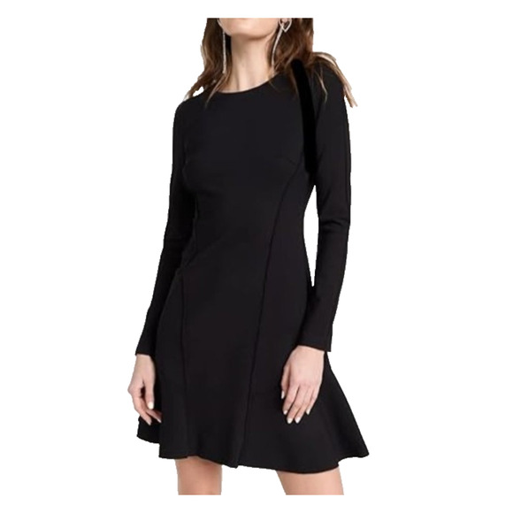 Theory‎ Womens Black Seam Sculpted Ponte Scuba Knit Classic Capsule Skater Dress - Picture 1 of 13
